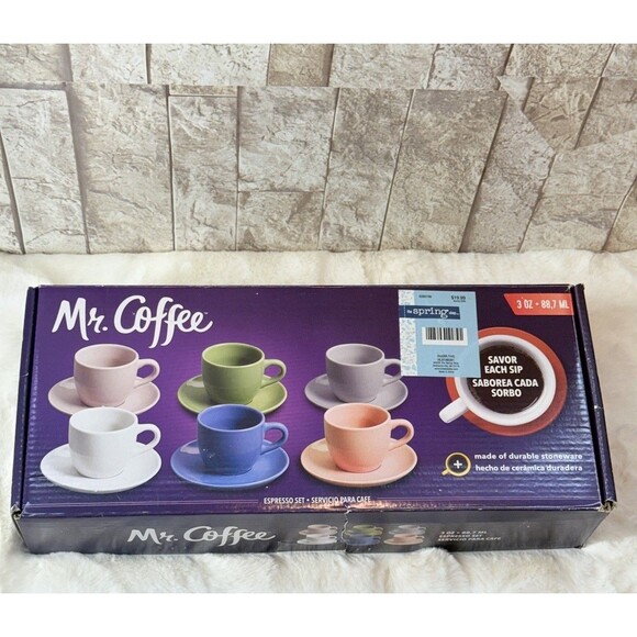 Mr. Coffee 97099-12 Espresso and Saucer Set, Tea time, Kids Play New with Box - Picture 2 of 9